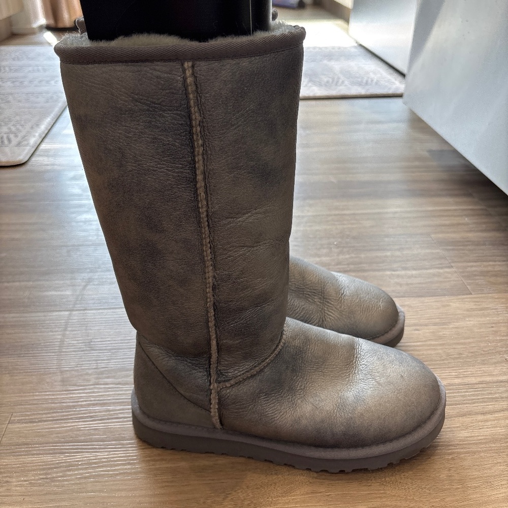 Ugg Boots, Tall Metallic Grey, Women Size 7